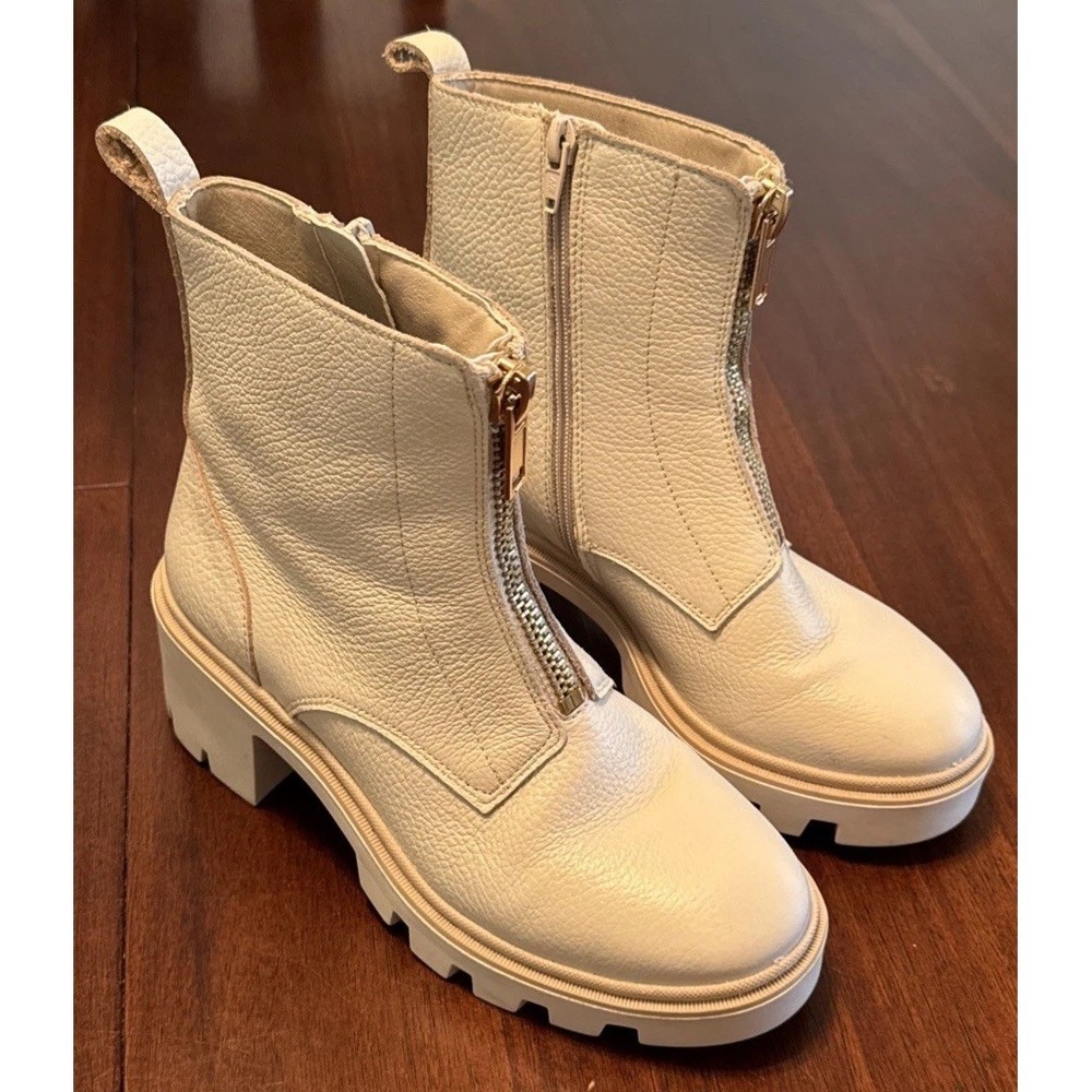 Antonio de Faria Womens‎ Leather Platform Ankle Boots Size 6.5 Beige Portugal